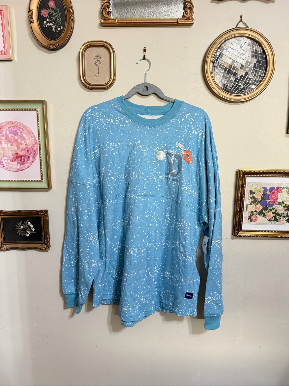 Disney Light Blue Speckled Crewneck Sweater - Unisex Pullover